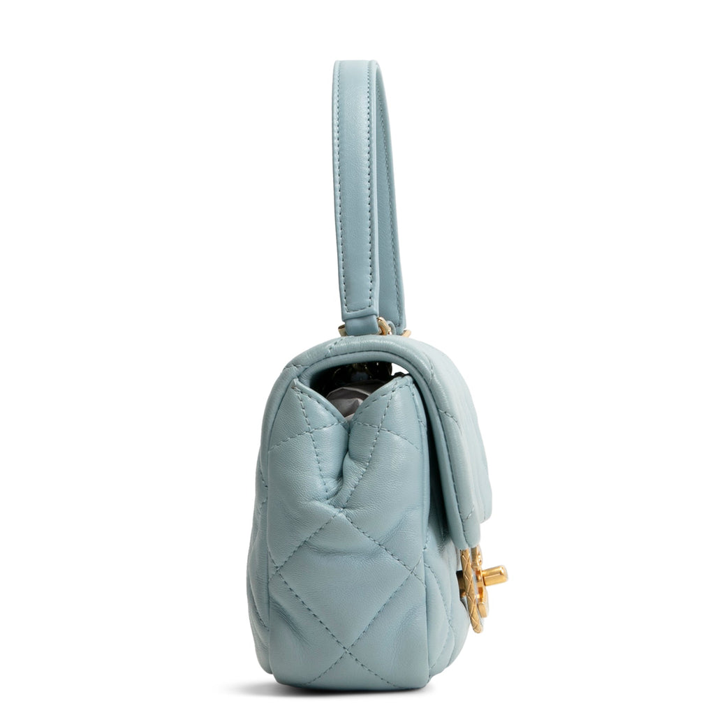 CHANEL Lambskin Quilted Rectangular Mini Flap - Light Blue