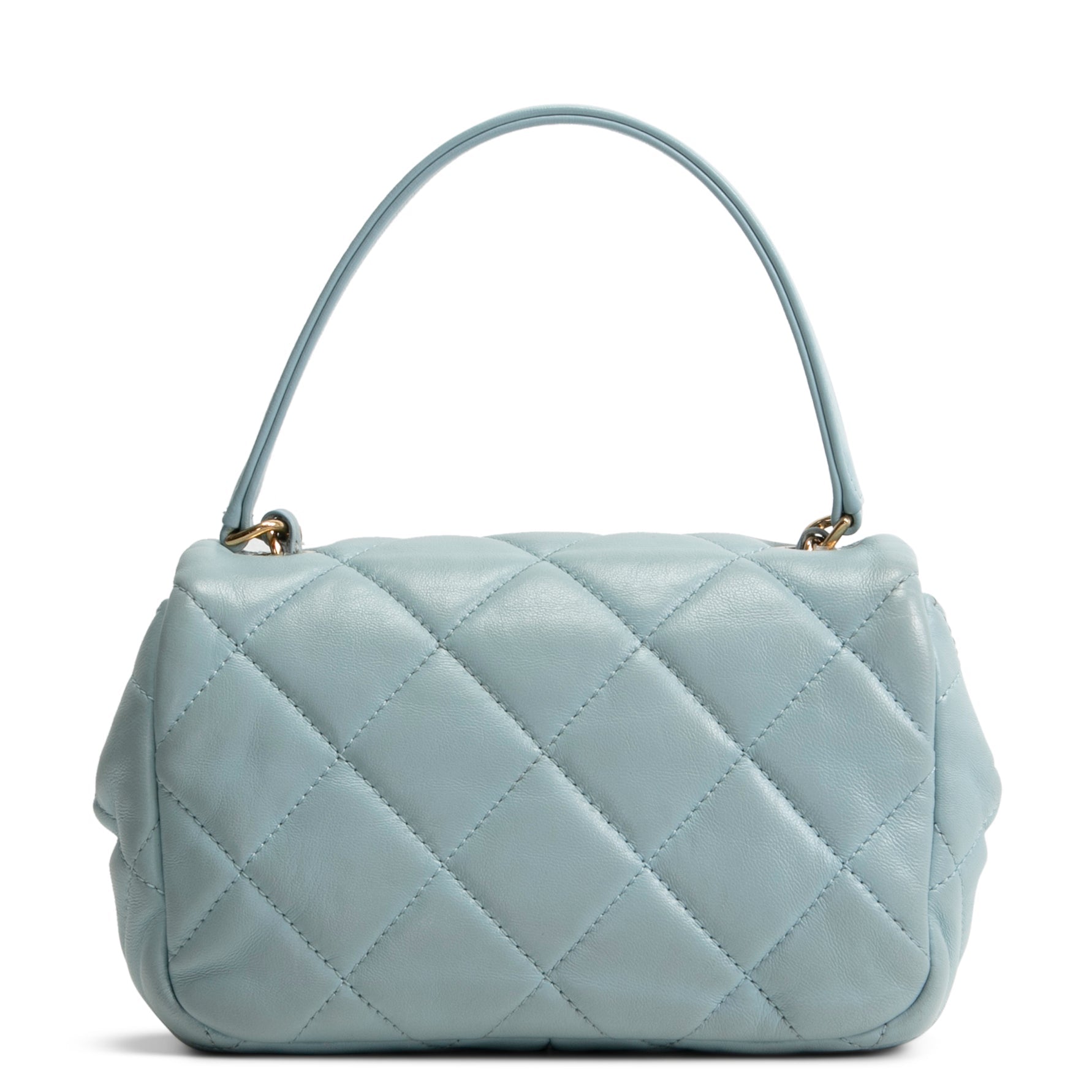 CHANEL Lambskin Quilted Rectangular Mini Flap - Light Blue