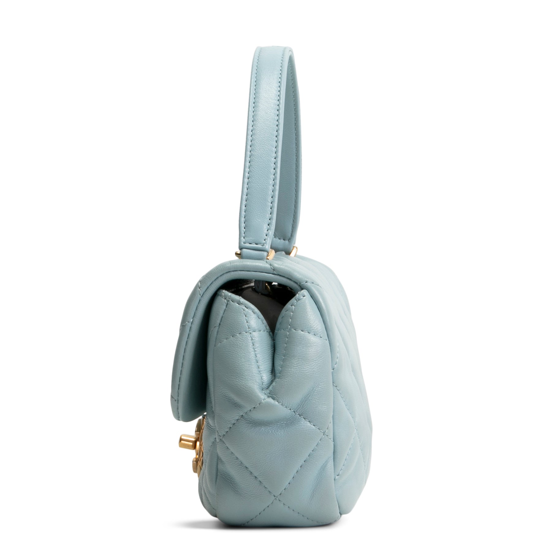 CHANEL Lambskin Quilted Rectangular Mini Flap - Light Blue