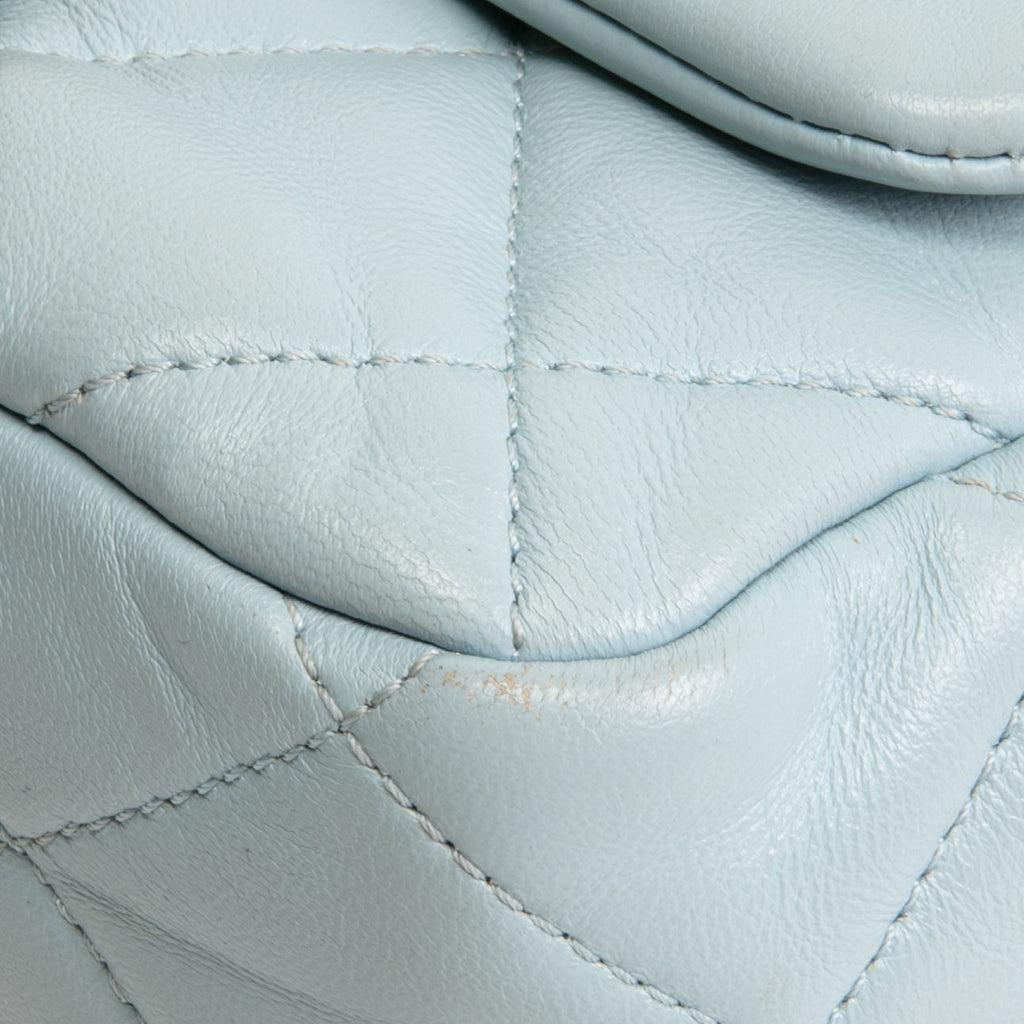 CHANEL Lambskin Quilted Rectangular Mini Flap - Light Blue