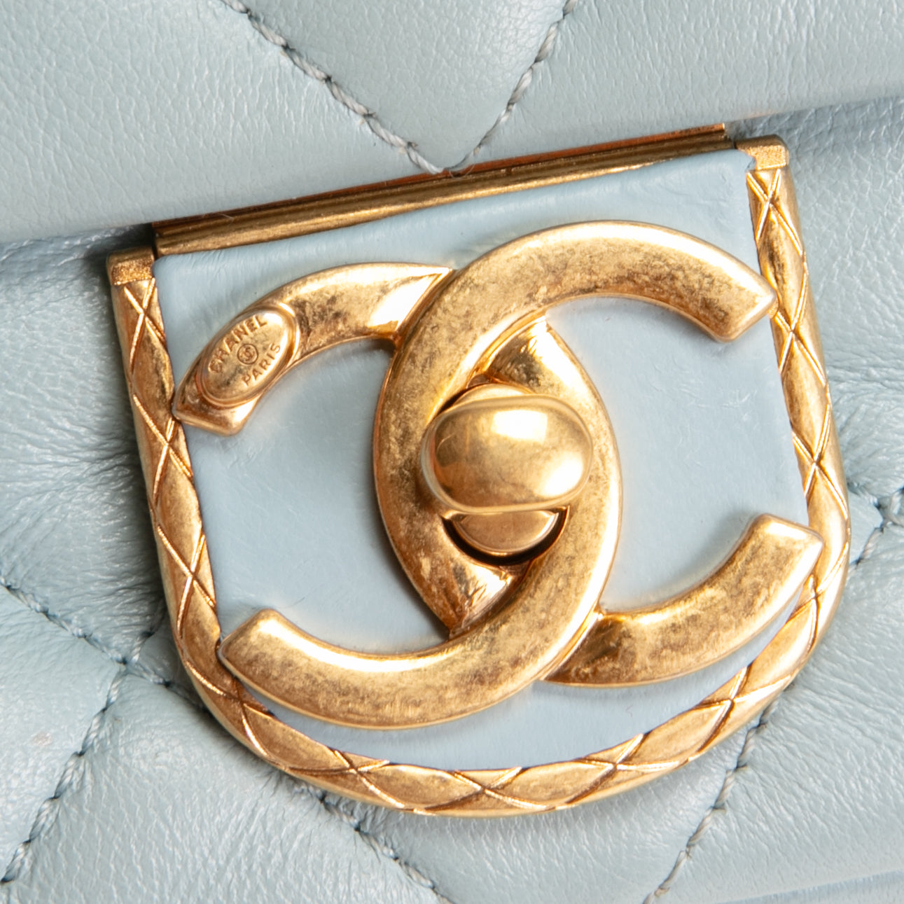 CHANEL Lambskin Quilted Rectangular Mini Flap - Light Blue