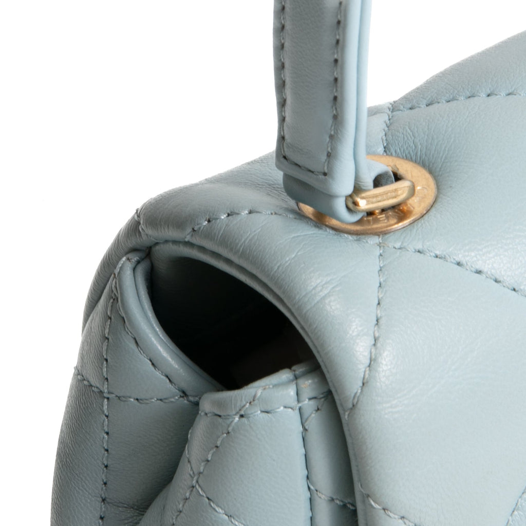 CHANEL Lambskin Quilted Rectangular Mini Flap - Light Blue