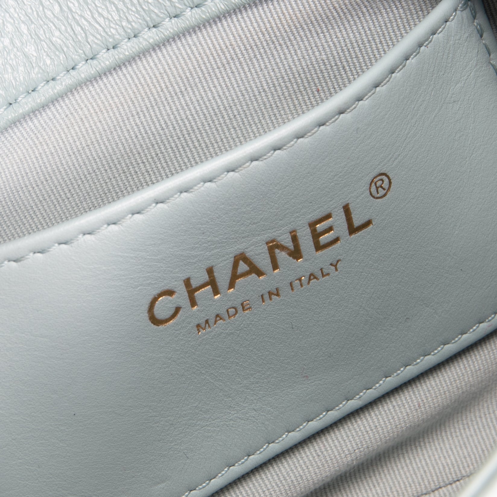 CHANEL Lambskin Quilted Rectangular Mini Flap - Light Blue