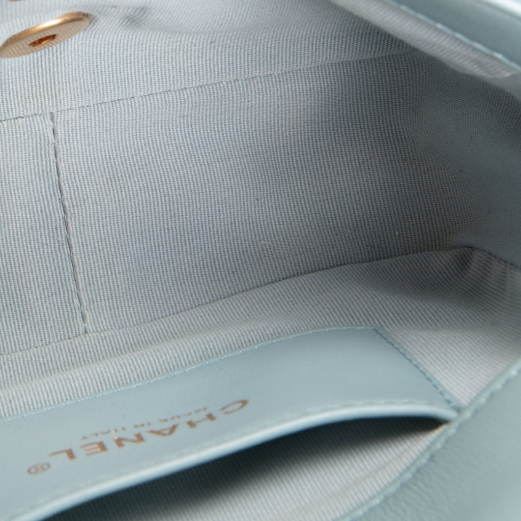 CHANEL Lambskin Quilted Rectangular Mini Flap - Light Blue