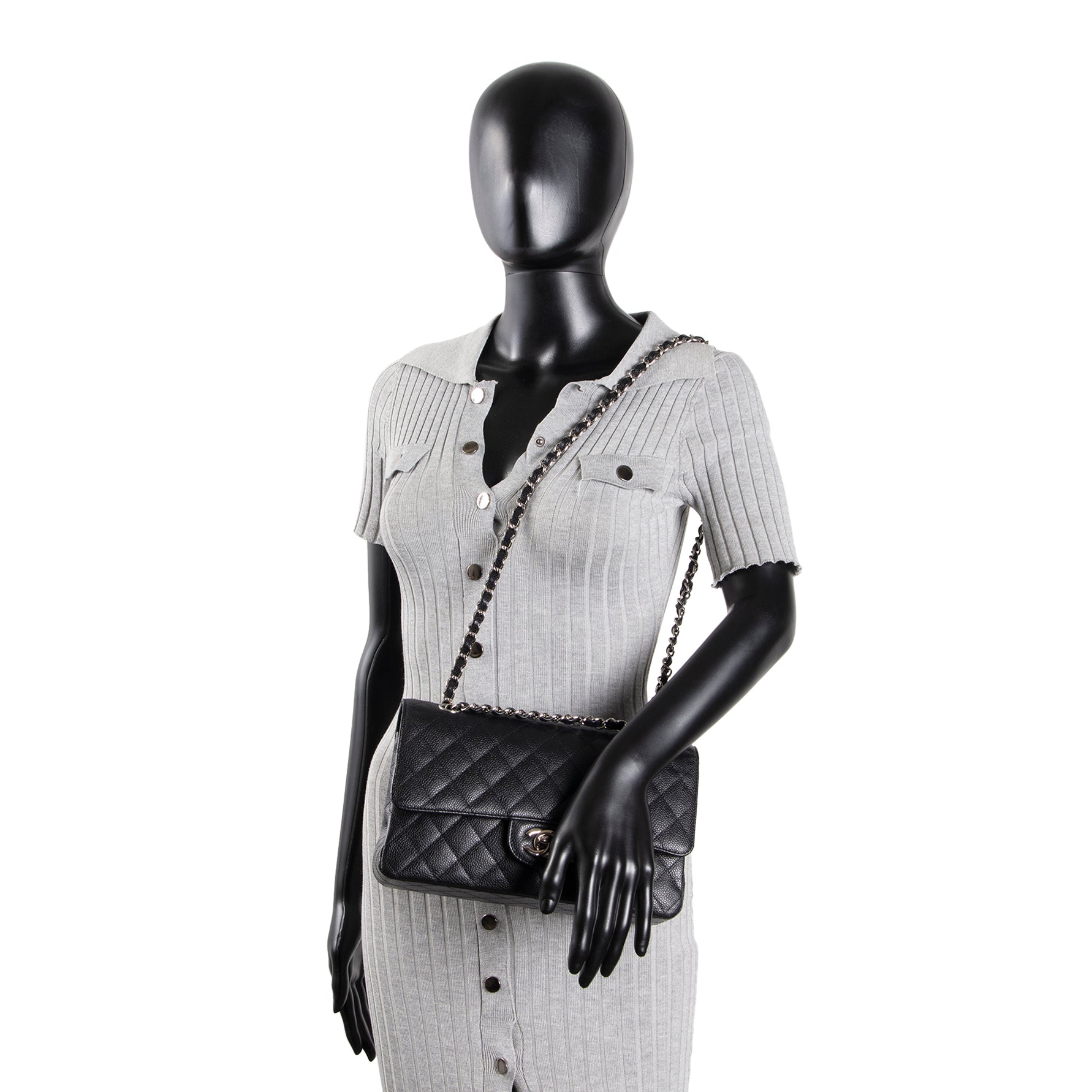 CHANEL Classic Caviar Medium Double Flap - Black