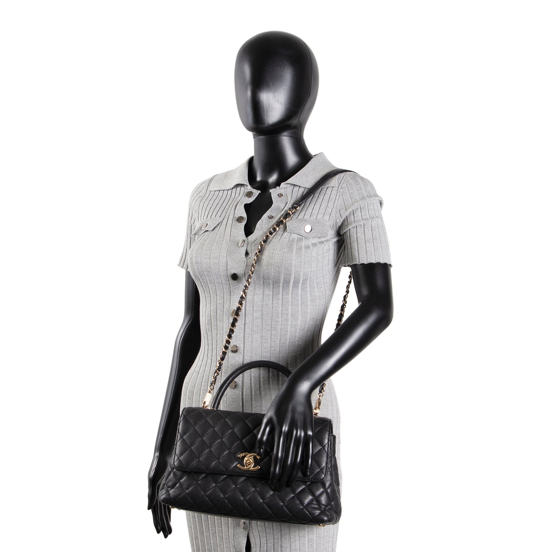 CHANEL Caviar Small Coco Top Handle Bag - Black OUTLET FINAL SALE