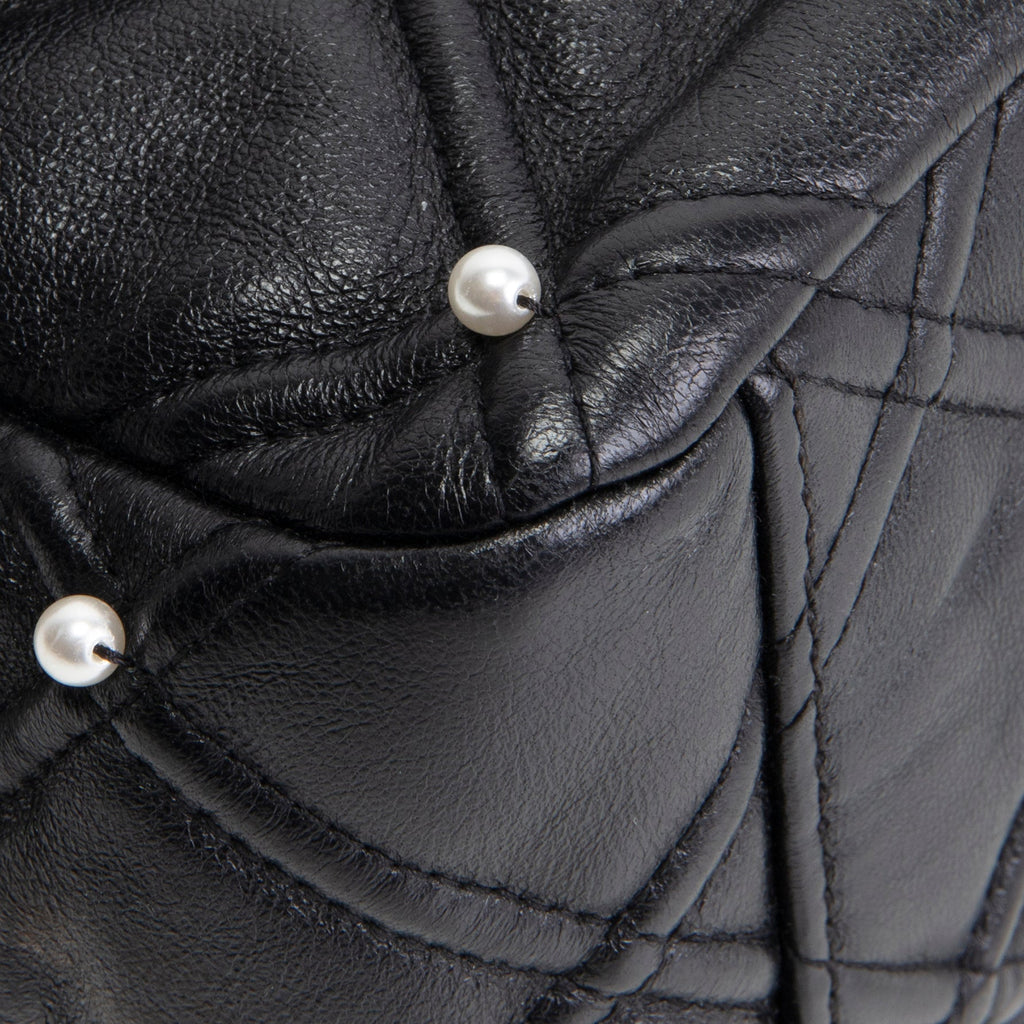 CHANEL CC Flap Pearl Studded Quilted Lambskin - Black