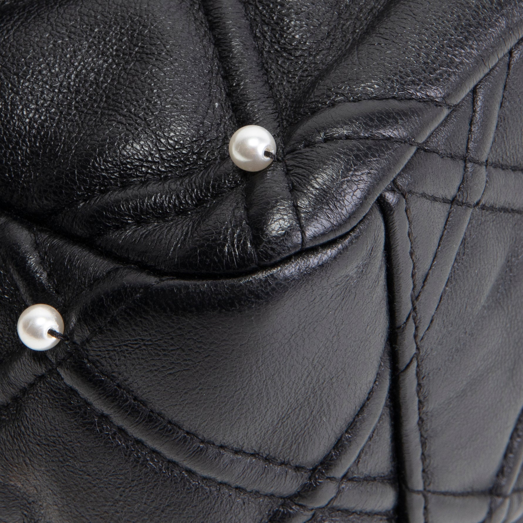 CHANEL CC Flap Pearl Studded Quilted Lambskin - Black