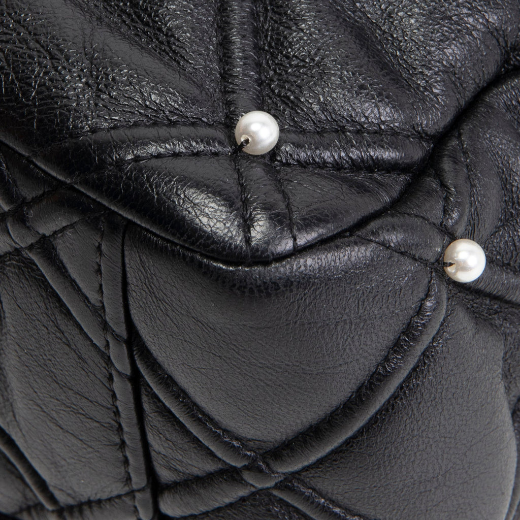 CHANEL CC Flap Pearl Studded Quilted Lambskin - Black