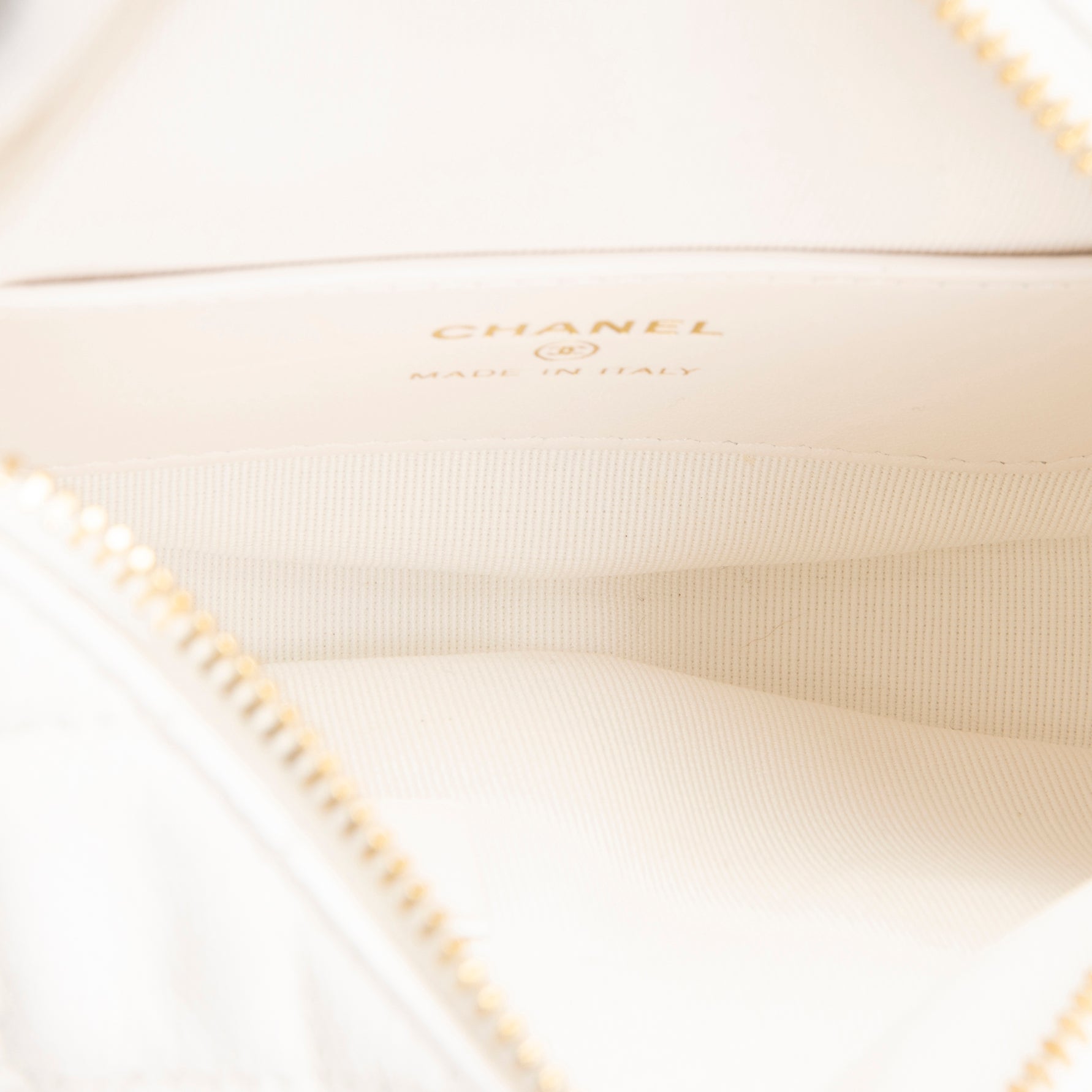 CHANEL Front Pocket Hobo Pouch Mini Quilted Caviar - White