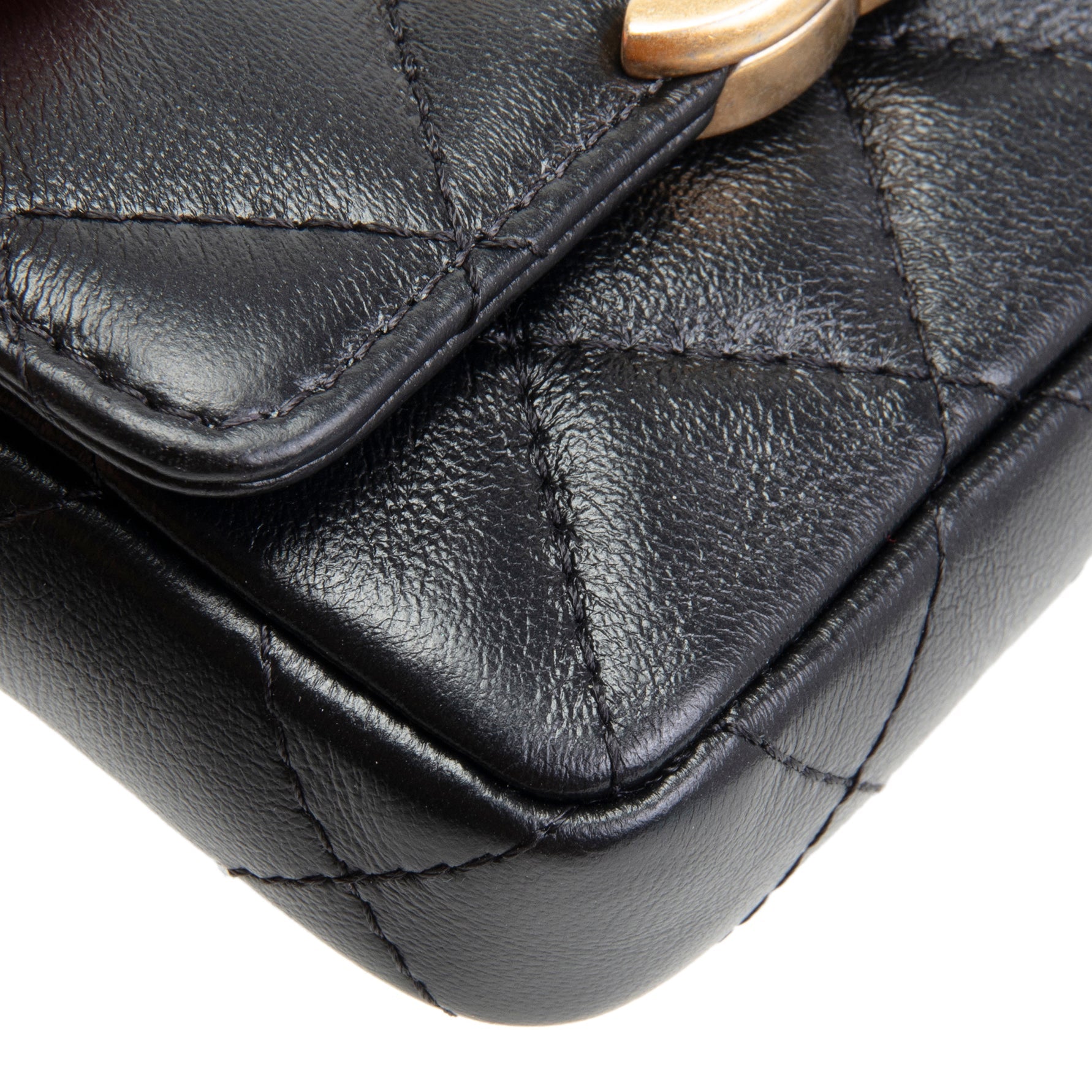 CHANEL CC Flap Card Holder Belt Bag Lacquered Metal w/ Quilted Lambskin