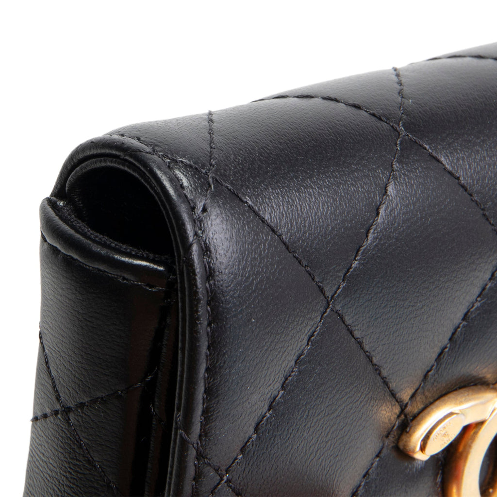 CHANEL CC Flap Card Holder Belt Bag Lacquered Metal w/ Quilted Lambskin