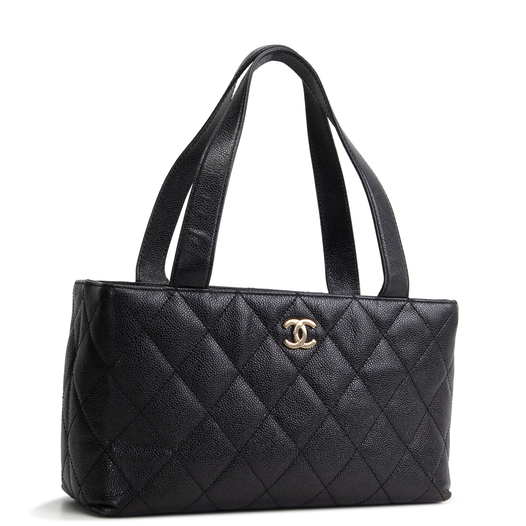 CHANEL Vintage Caviar CC Tote - Black