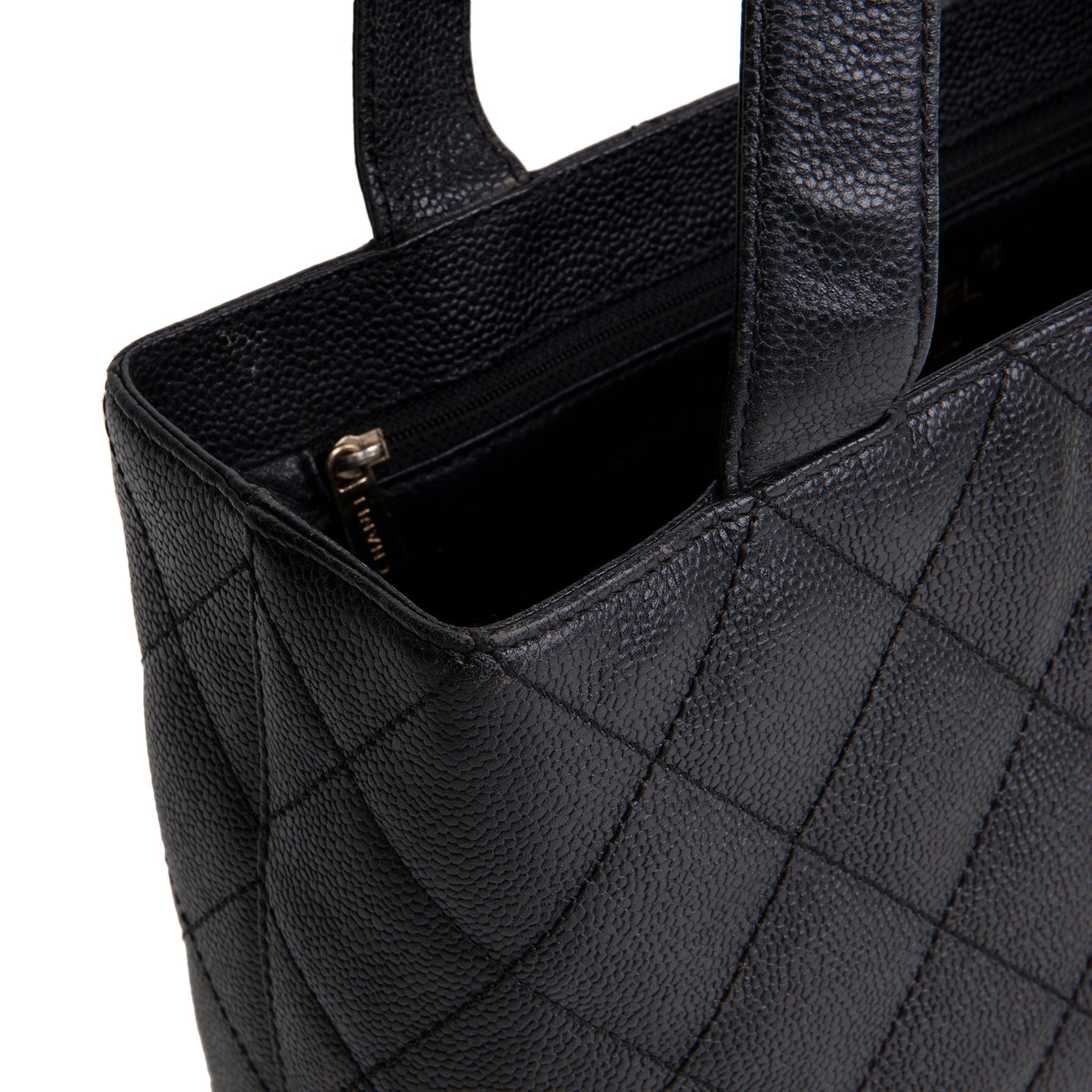 CHANEL Vintage Caviar CC Tote - Black