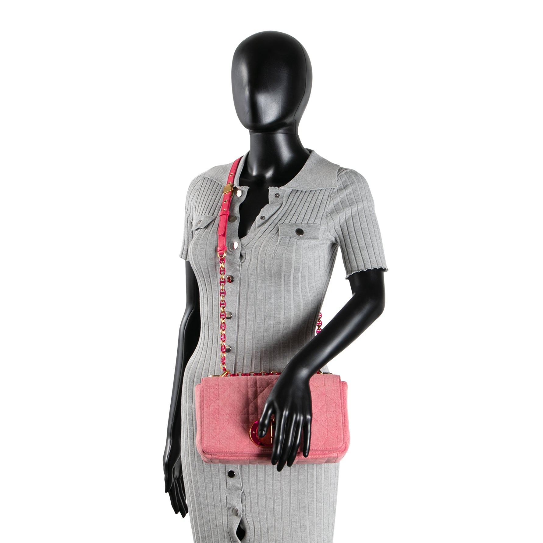 DIOR Denim Cannage Caro Medium - Pink OUTLET FINAL SALE