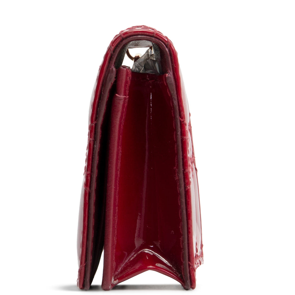 DIOR Lady Dior Bloom Card Holder Mini Patent Cannage - Cherry Red