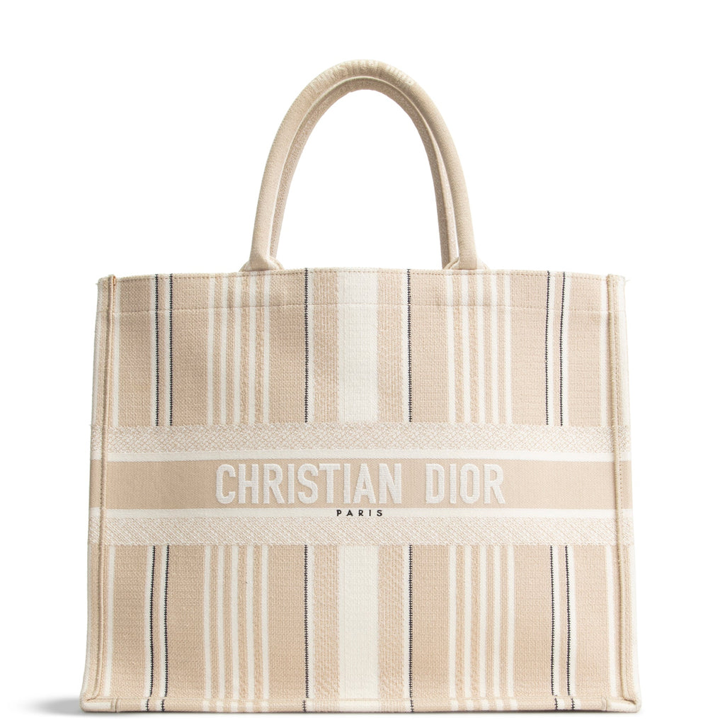 DIOR Striped Canvas Book Tote - Large