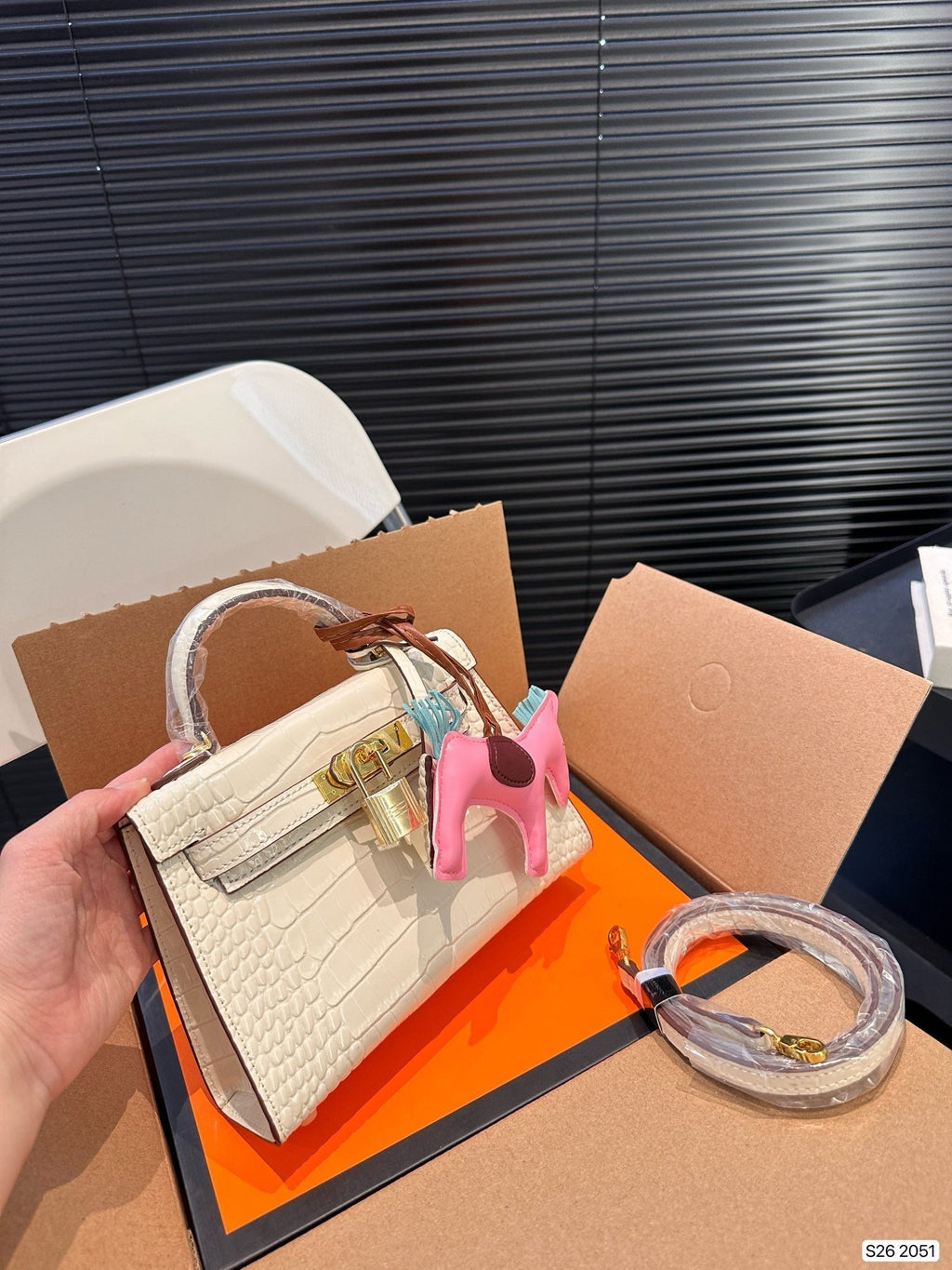 Hermes brikin white handbag