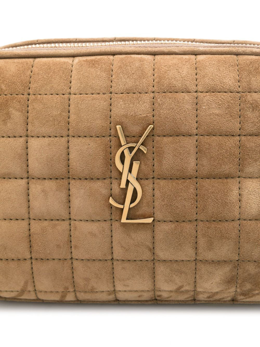 Suede Cassandre Matelassé Carré Camera Bag