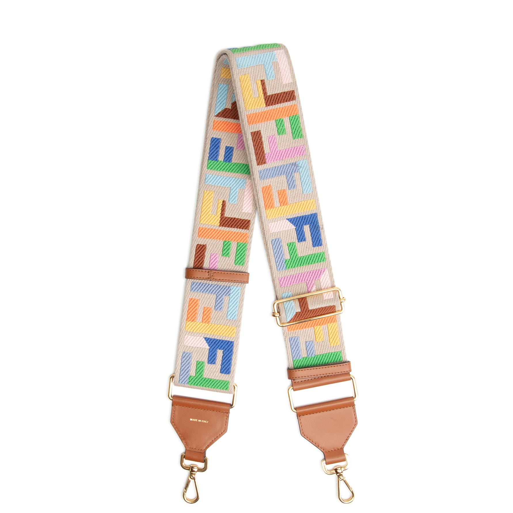 FENDI FF Strap You Canvas Cuoio Adjustable Strap - Multicolor