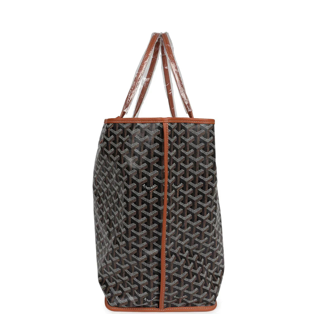 Goyard Goyardine Black and Brown Anjou GM Reversible Tote Bag Palladium Hardware