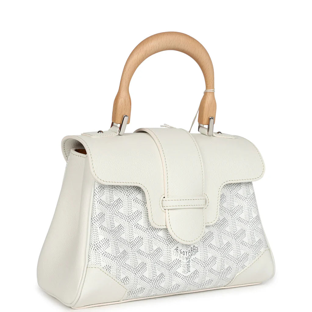 Goyard Saigon Souple Mini Bag White Goyardine Canvas Palladium Hardware