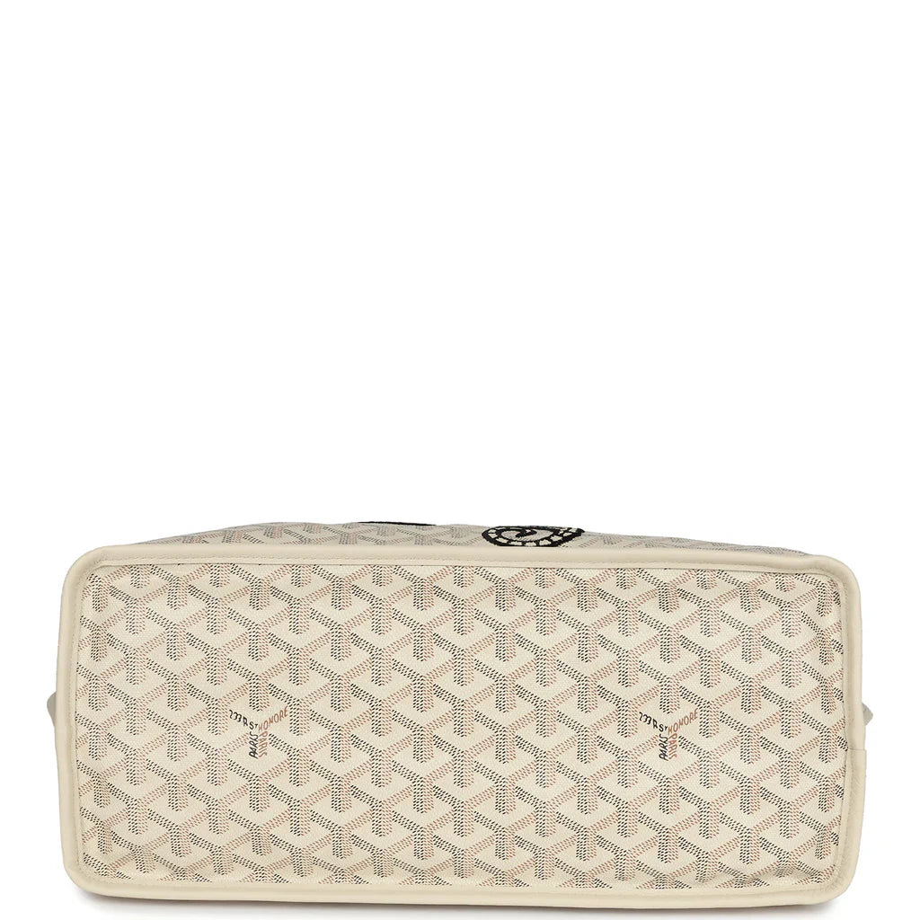 Goyard Goyardine Sand Anjou PM Embroidered Seahorse Bag Palladium Hardware