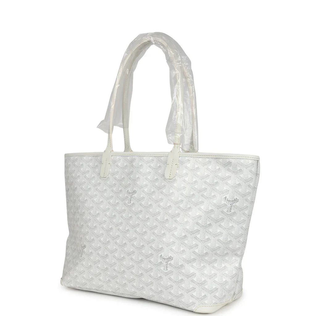 Goyard Goyardine White Artois Tote PM Palladium Hardware
