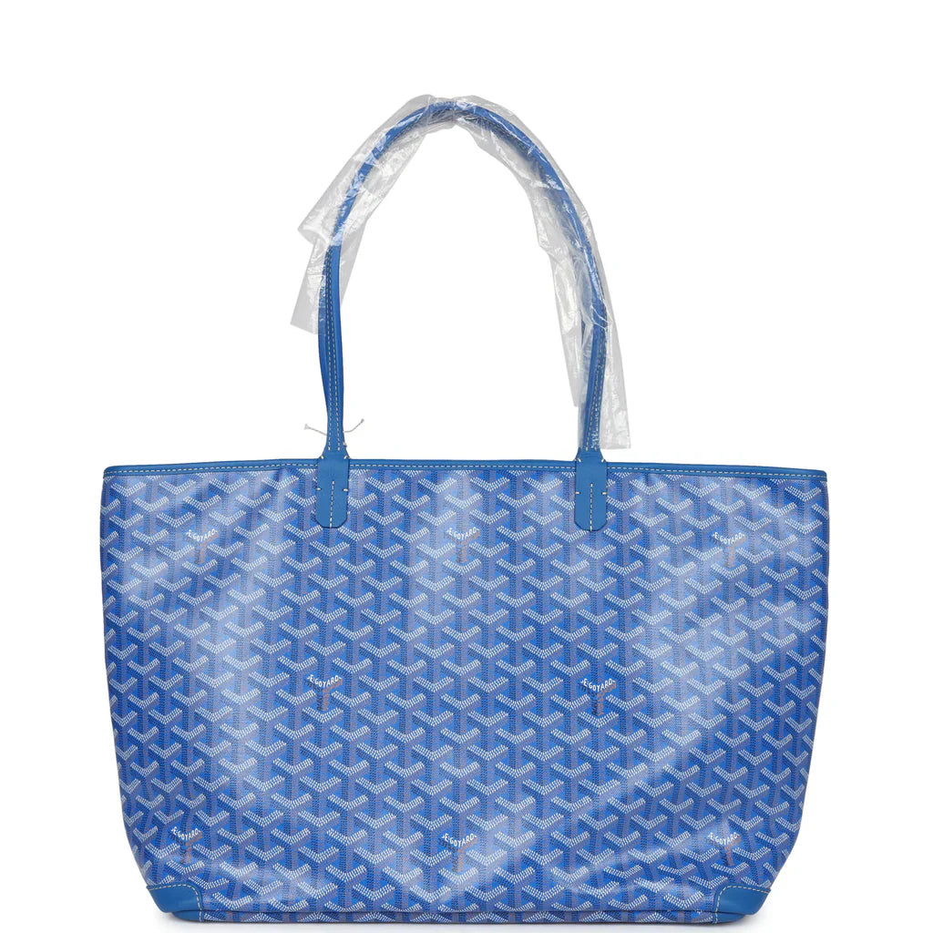 Goyard Goyardine Canvas Sky Blue Artois MM Tote Palladium Hardware