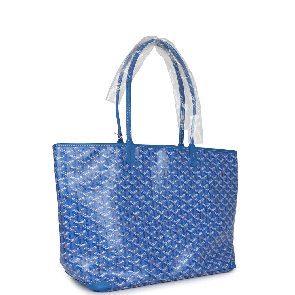 Goyard Goyardine Canvas Sky Blue Artois MM Tote Palladium Hardware