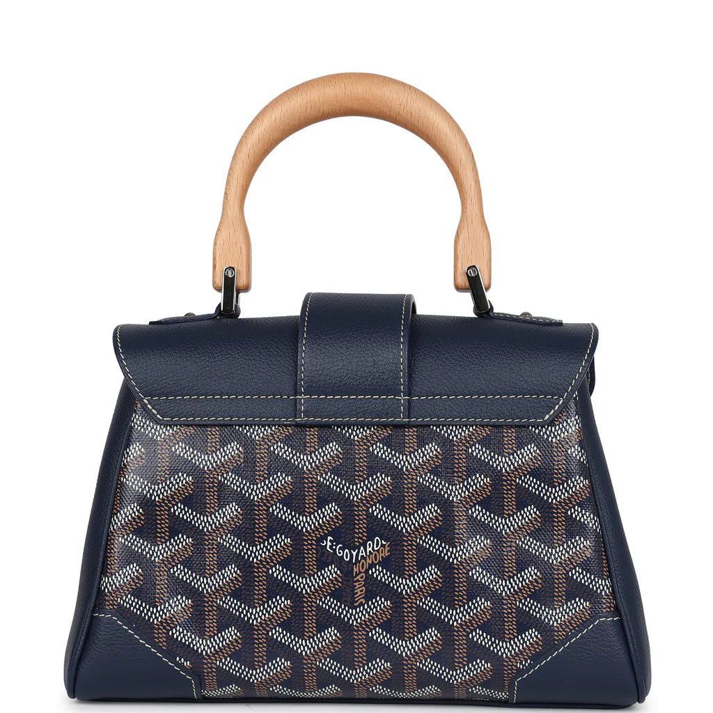 Goyard Saigon Souple Mini Bag Navy Blue Goyardine Palladium Hardware