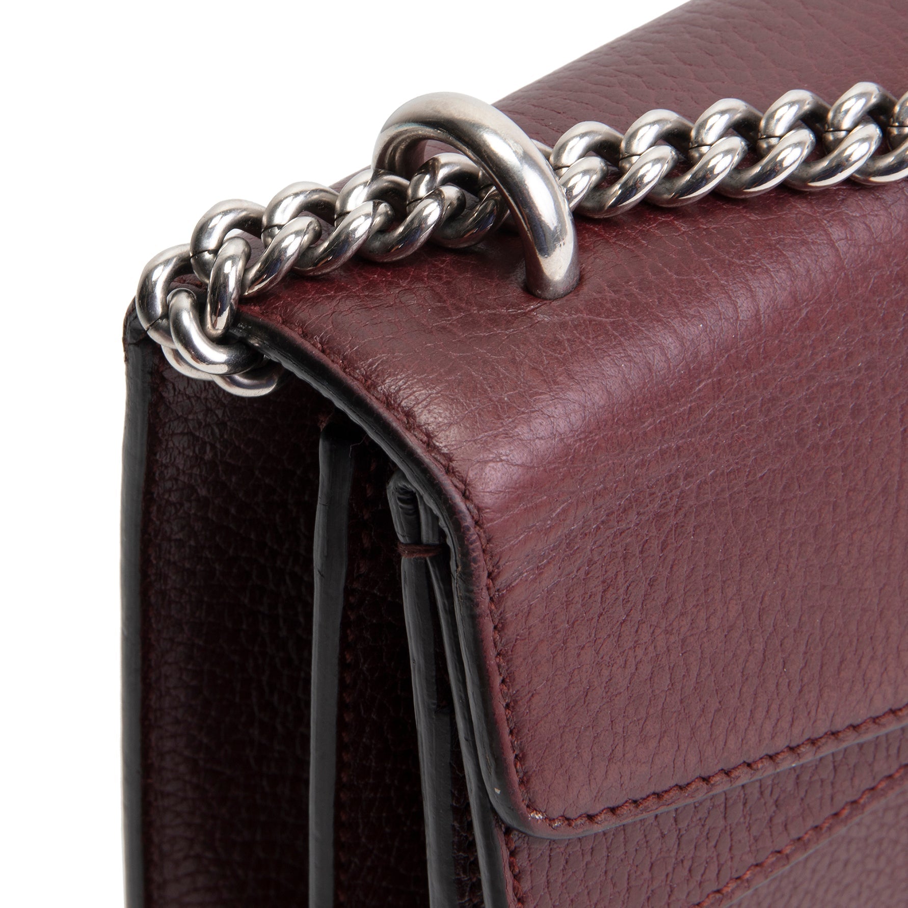 GUCCI Leather Crystal Embellished Dionysus Small - Burgundy