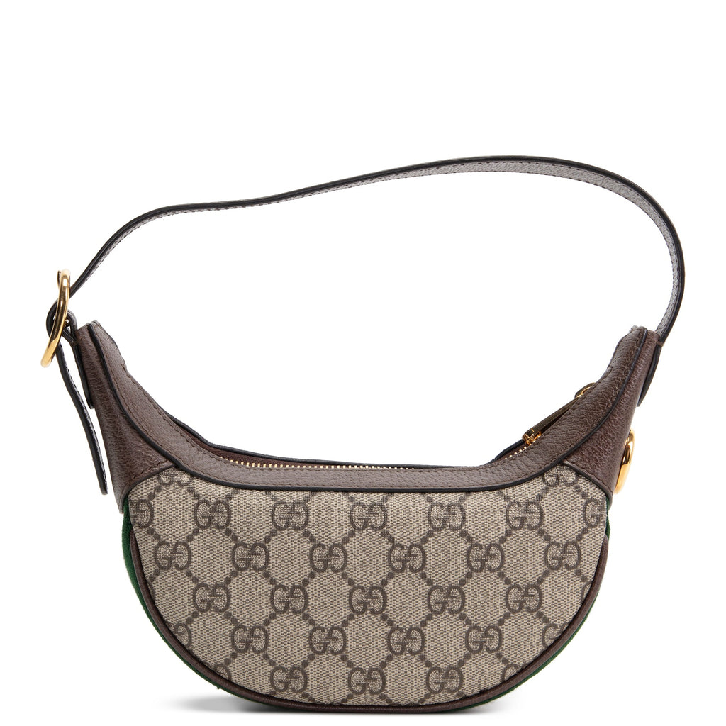 GUCCI GG Supreme Ophidia Small Half Moon Shoulder Bag - Beige & Ebony