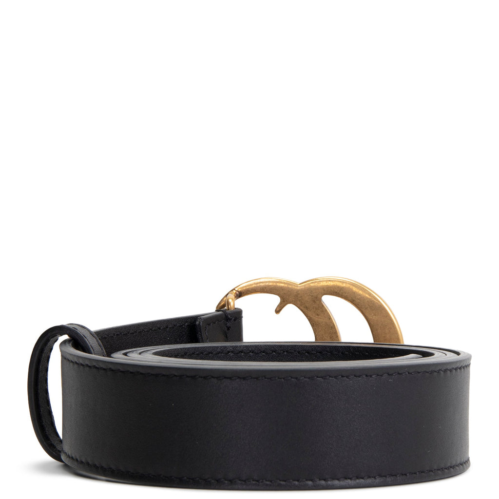 GUCCI Leather GG Marmont Belt - Black