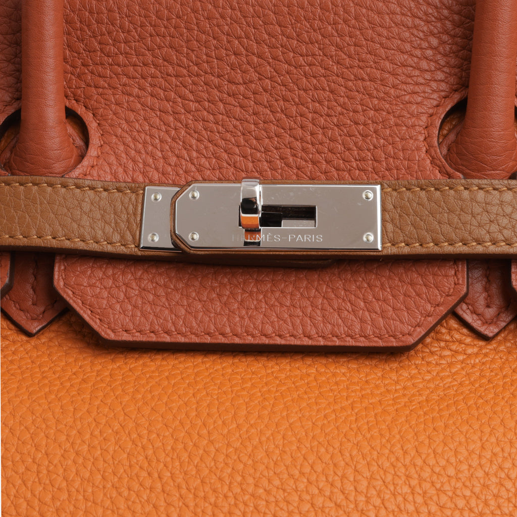 Hermès Birkin 35 Arlequin - Orange / Sanguine / Bleu Lin / Bleu Hydra / Etain / Gold Clemence | Palladium Hardware