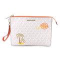 MICHAEL KORS PALM TREE MEDIUM TRAVEL CLUTCHES WHITE