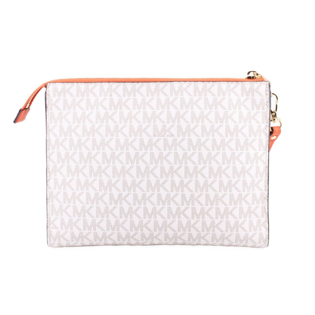 MICHAEL KORS PALM TREE MEDIUM TRAVEL CLUTCHES WHITE