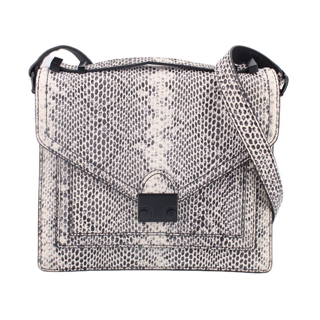 LOEFFLER RANDALL MEDIUM RIDER SNAKE PRINT CROSSBODYS BLACK/WHITE