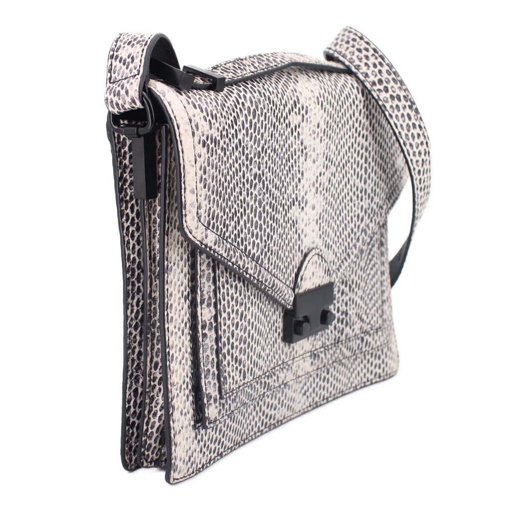 LOEFFLER RANDALL MEDIUM RIDER SNAKE PRINT CROSSBODYS BLACK/WHITE