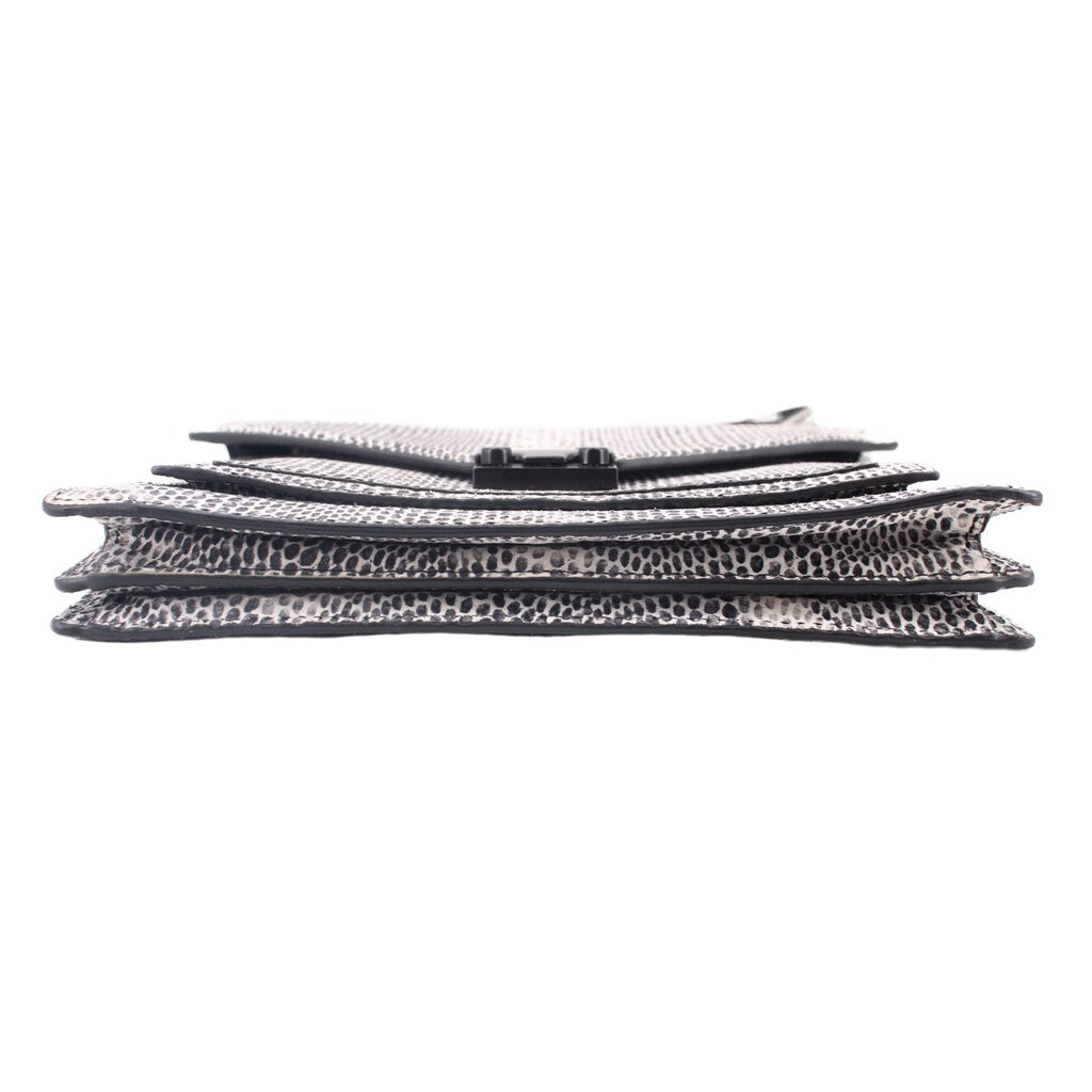 LOEFFLER RANDALL MEDIUM RIDER SNAKE PRINT CROSSBODYS BLACK/WHITE