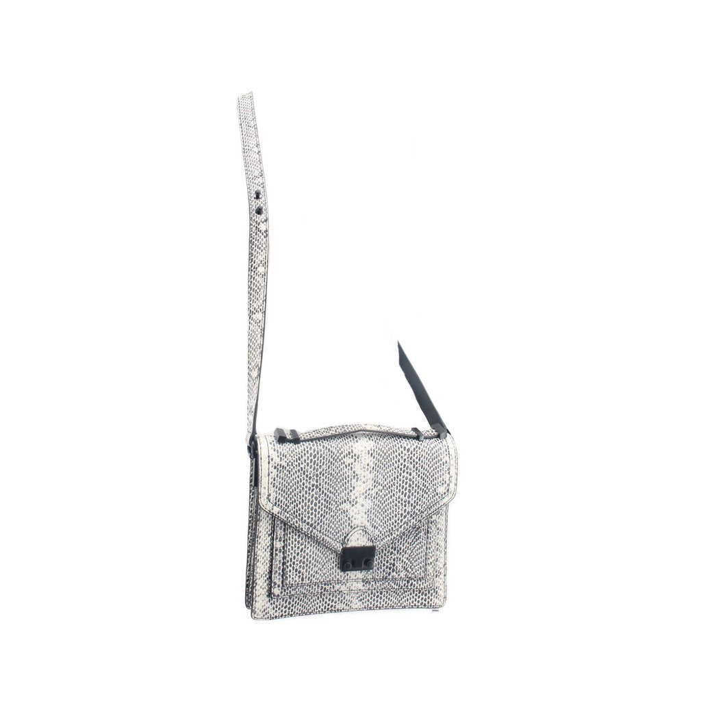 LOEFFLER RANDALL MEDIUM RIDER SNAKE PRINT CROSSBODYS BLACK/WHITE