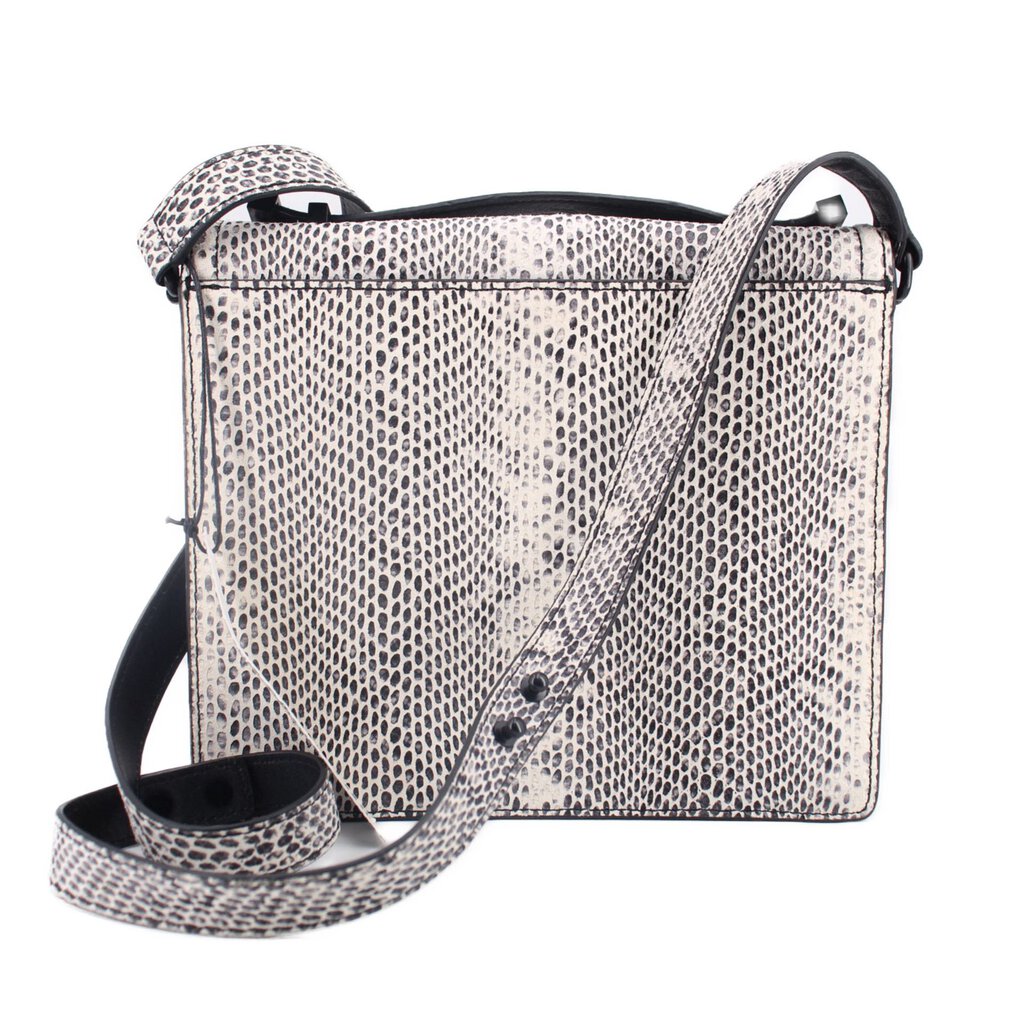 LOEFFLER RANDALL MEDIUM RIDER SNAKE PRINT CROSSBODYS BLACK/WHITE