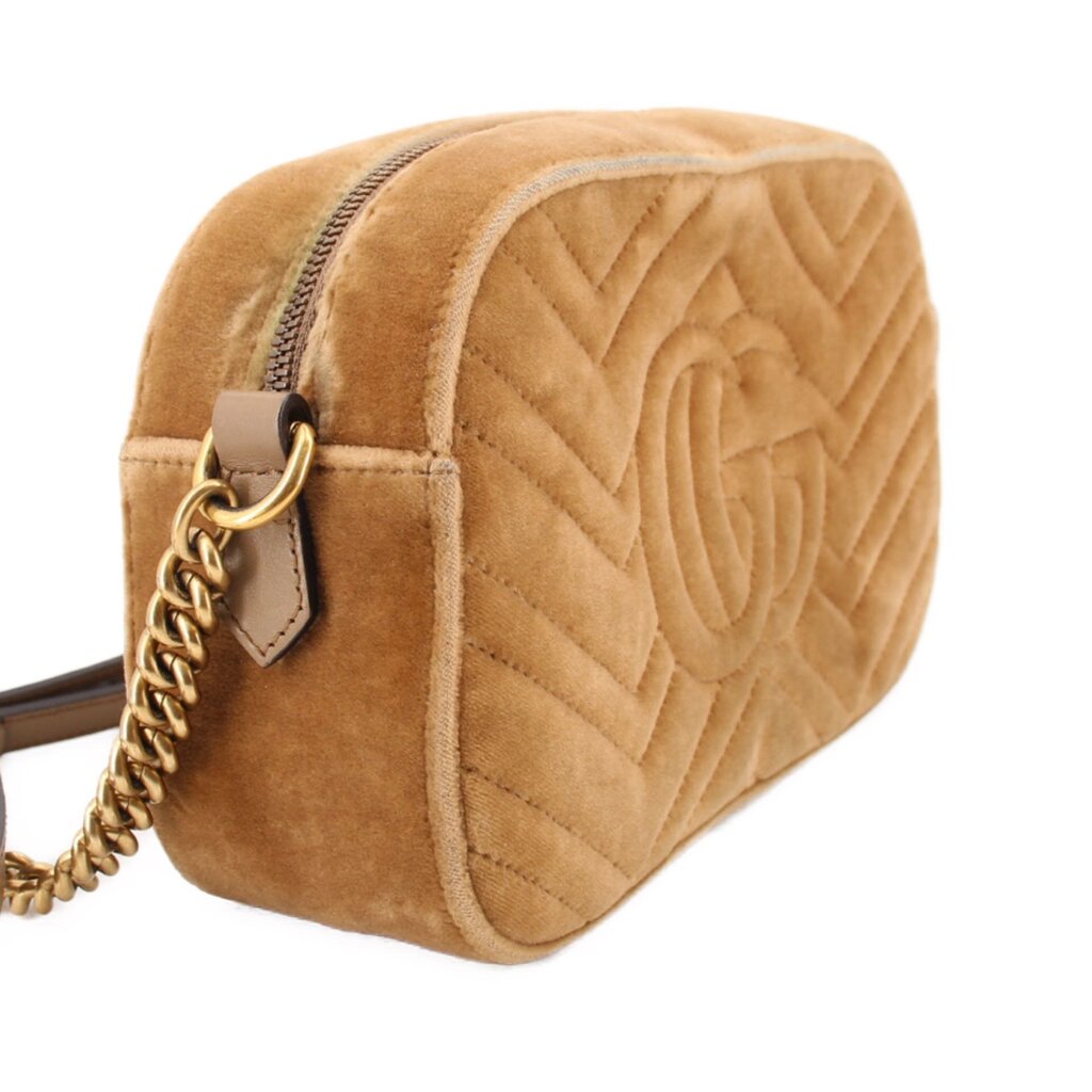 GUCCI MARMONT VELVET CROSSBODYS BROWN