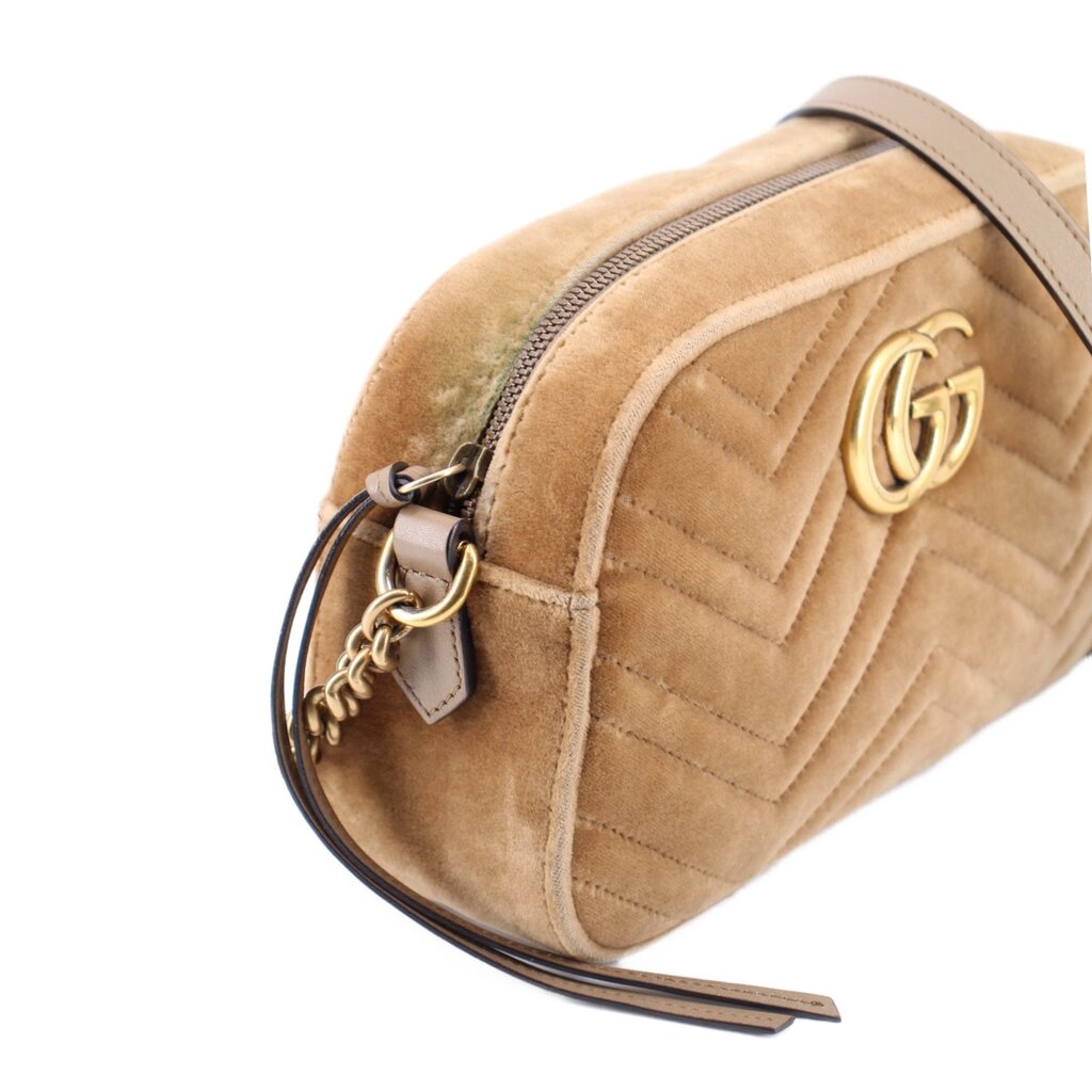 GUCCI MARMONT VELVET CROSSBODYS BROWN