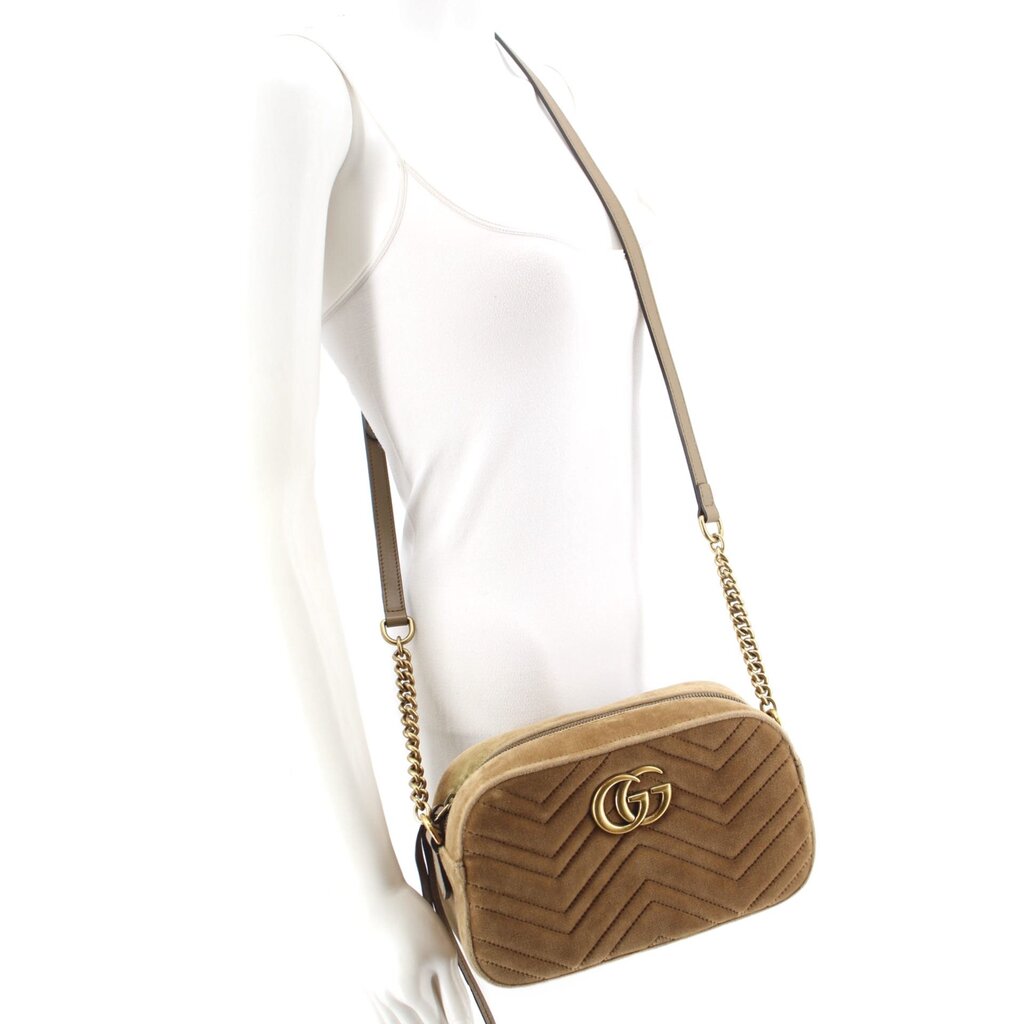 GUCCI MARMONT VELVET CROSSBODYS BROWN