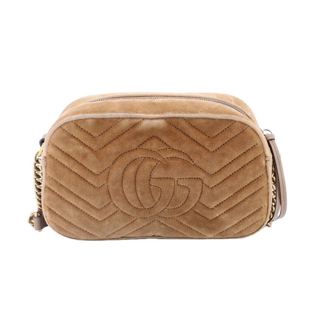 GUCCI MARMONT VELVET CROSSBODYS BROWN