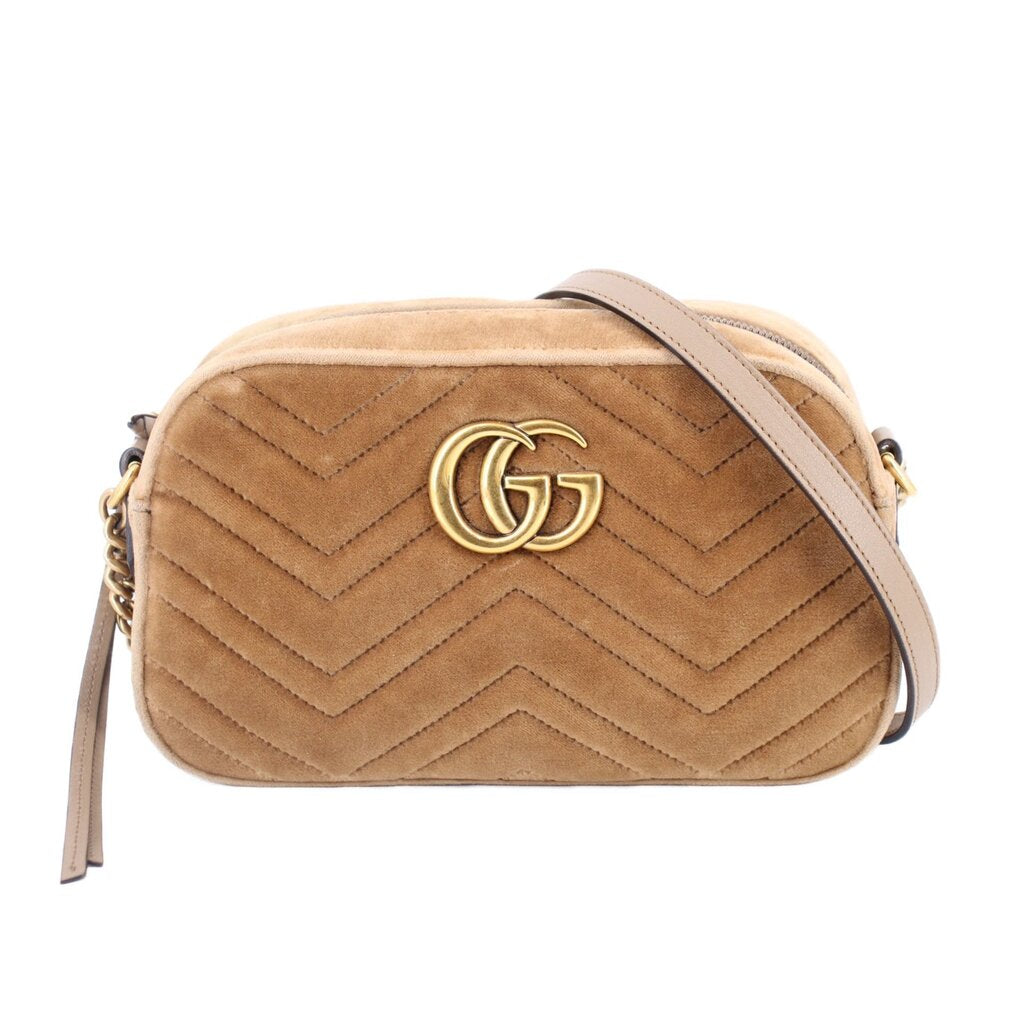 GUCCI MARMONT VELVET CROSSBODYS BROWN