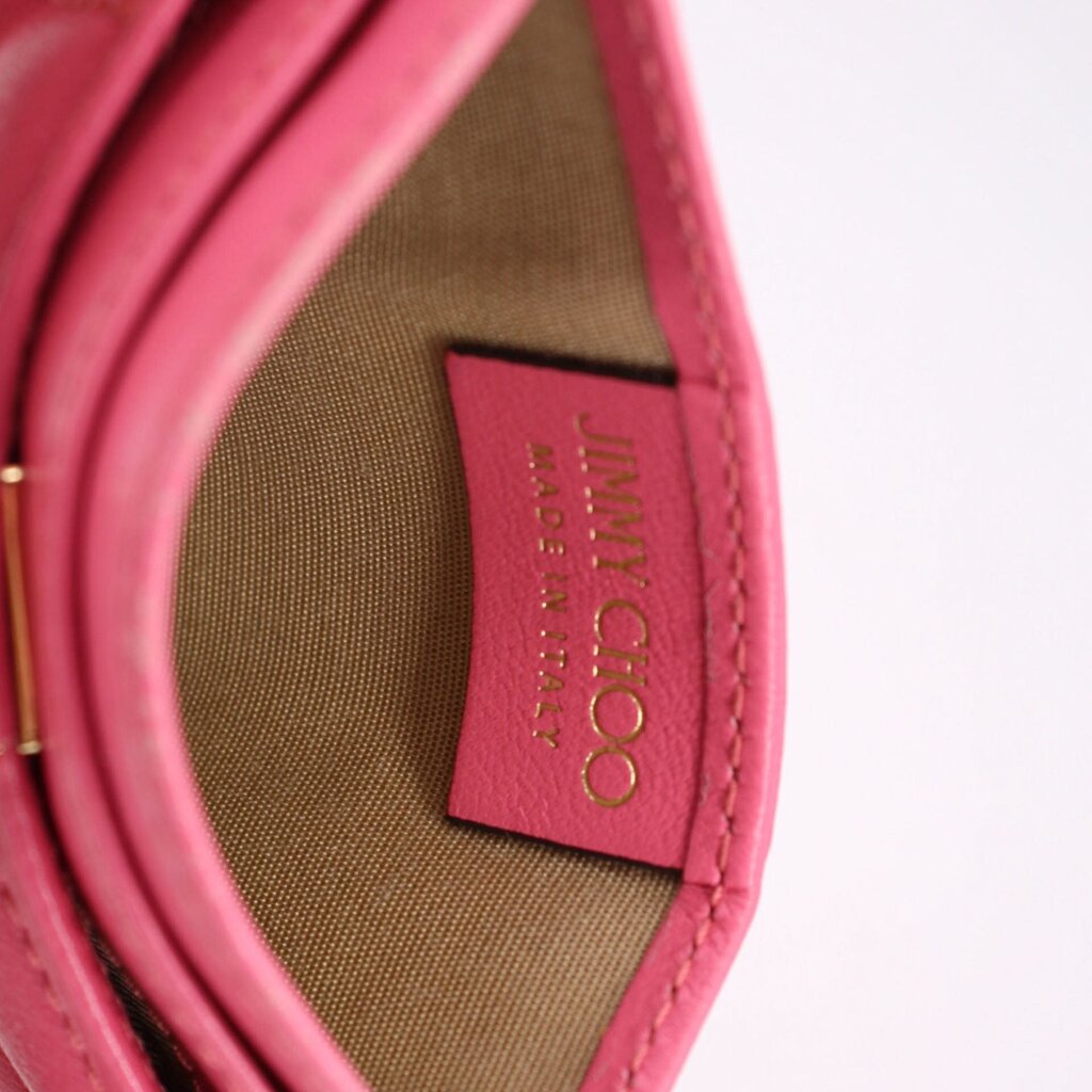 JIMMY CHOO UMIKA LEATHER CARD CASE WALLETS PINK