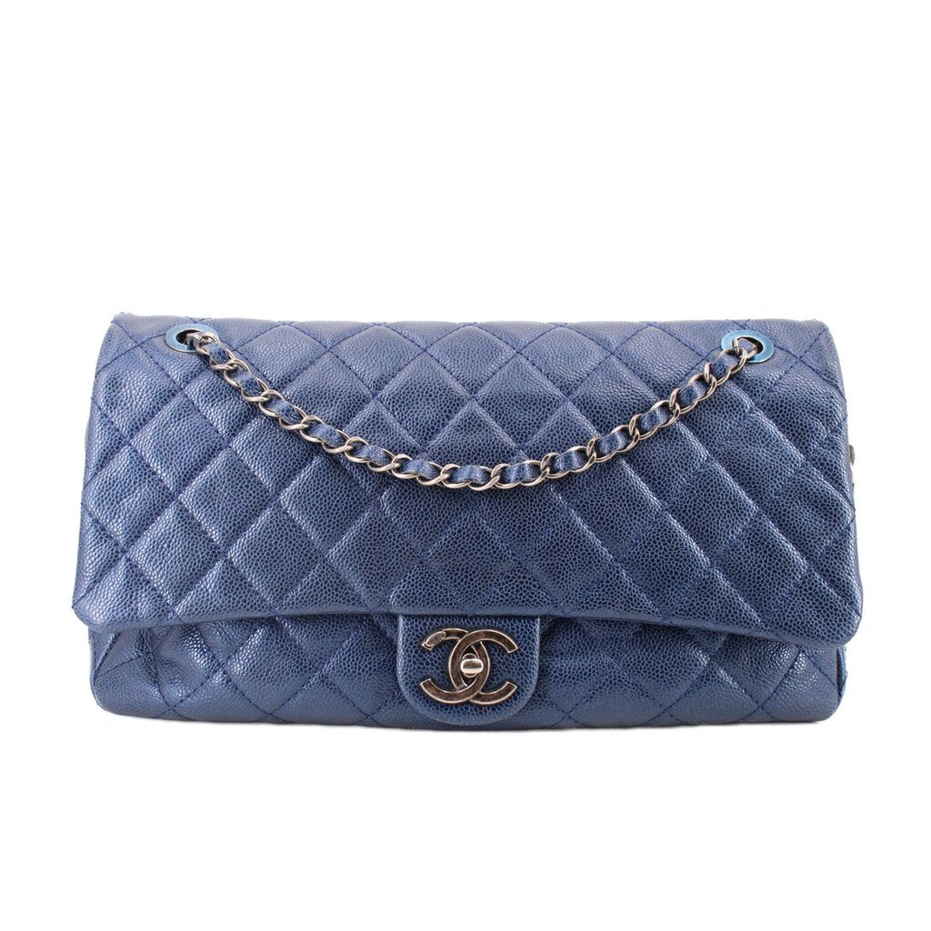 CHANEL EASY FLAP SHOULDER BAGS BLUE