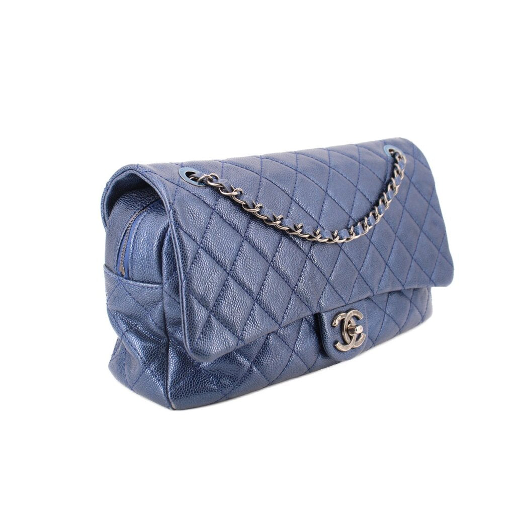 CHANEL EASY FLAP SHOULDER BAGS BLUE